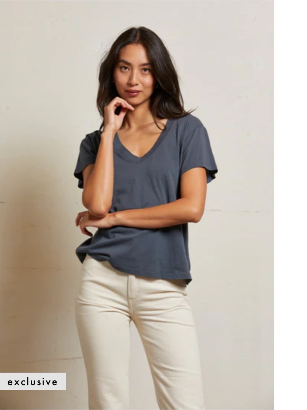 Prefectwhitetee Hendrix Cotton Boxy V-Neck Tee Shade Night Size XS - Picture 9 of 12
